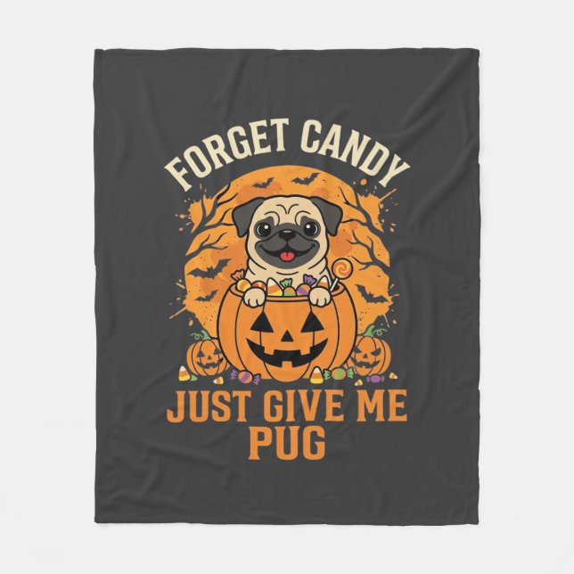 Lustiges Halloween-Mops-Süßigkeiten-Design_1 Fleecedecke (Vorderseite)