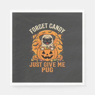 Lustiges Halloween-Mops-Süßigkeiten-Design_1 Serviette