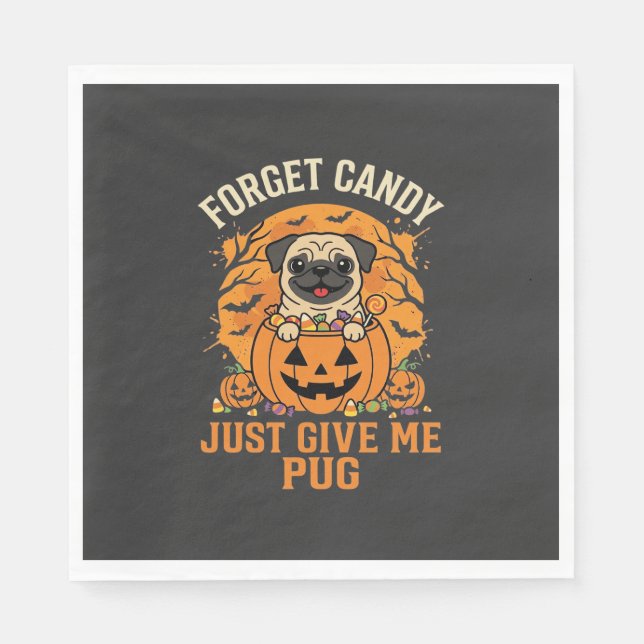 Lustiges Halloween-Mops-Süßigkeiten-Design_1 Serviette (Vorderseite)