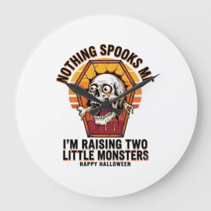 Lustiges Halloween-Mutter-Shirt für Eltern von zwe Große Wanduhr