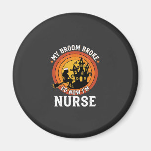 Lustiges Halloween-Nurse-Hexe-Besen-Kostüm-Grafik Magnet