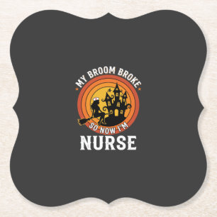 Lustiges Halloween-Nurse-Hexe-Besen-Kostüm-Grafik Untersetzer