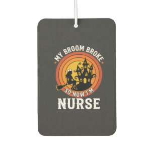 Lustiges Halloween-Nurse-Hexen-Besen-Kostüm-Grafik Autolufterfrischer