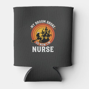 Lustiges Halloween-Nurse-Hexen-Besen-Kostüm-Grafik Dosenkühler