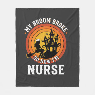 Lustiges Halloween-Nurse-Hexen-Besen-Kostüm-Grafik Fleecedecke