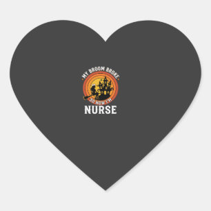 Lustiges Halloween-Nurse-Hexen-Besen-Kostüm-Grafik Herz-Aufkleber