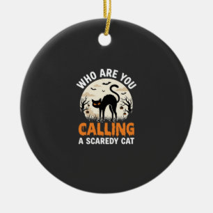 Lustiges Halloween schwarze Katze Angsthase Vektor Keramik Ornament