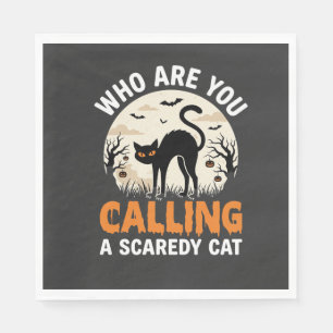 Lustiges Halloween schwarze Katze Angsthase Vektor Serviette