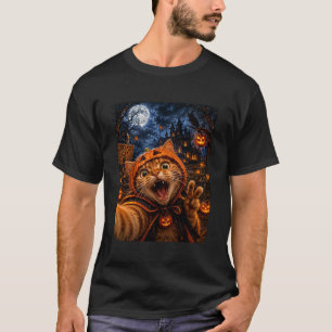 Lustiges Halloween-Selfie-Katze T-Shirt