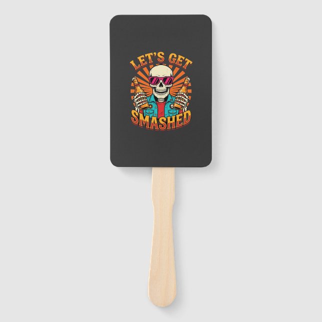 Lustiges Halloween-Skelett-Bier-Zerbrochen-Design_ Fächer (Vorderseite)