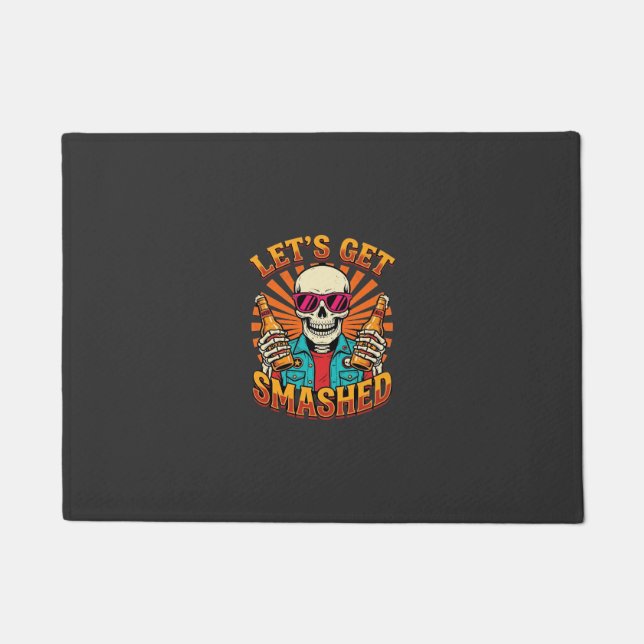 Lustiges Halloween-Skelett-Bier-Zerbrochen-Design_ Fußmatte (Vorderseite)