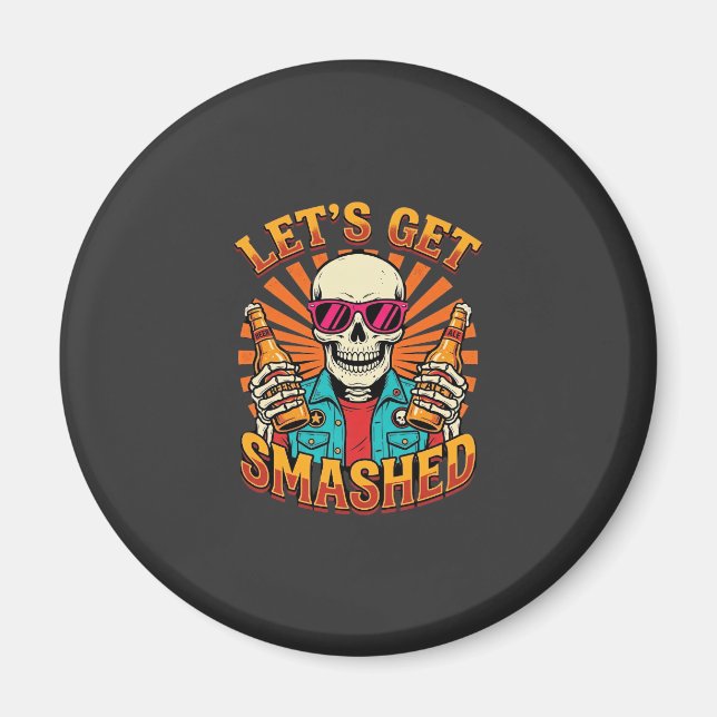 Lustiges Halloween-Skelett-Bier-Zerbrochen-Design_ Magnet (Vorne)