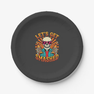 Lustiges Halloween-Skelett-Bier-Zerbrochen-Design_ Pappteller