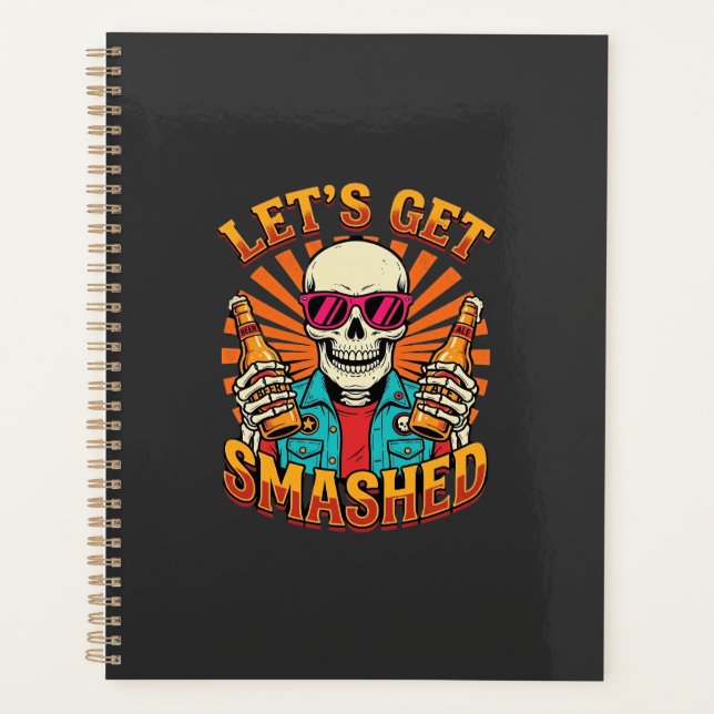 Lustiges Halloween-Skelett-Bier-Zerbrochen-Design_ Planer (Vorderseite)