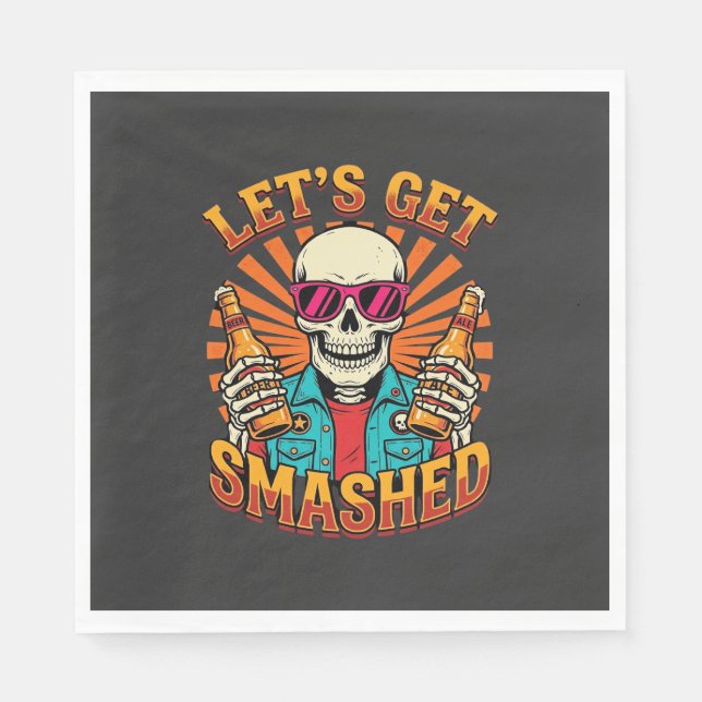 Lustiges Halloween-Skelett-Bier-Zerbrochen-Design_ Serviette (Vorderseite)