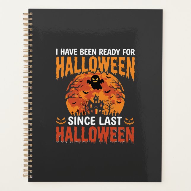 Lustiges Halloween Spukhaus Geist Mond Design Planer (Vorderseite)