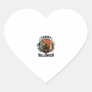 Lustiges Halloween Spukhaus Vintage Vektor Design Herz-Aufkleber