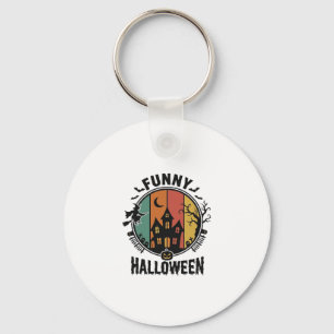 Lustiges Halloween Spukhaus Vintage Vektor Design Schlüsselanhänger