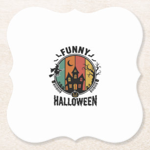 Lustiges Halloween Spukhaus Vintage Vektor Design Untersetzer