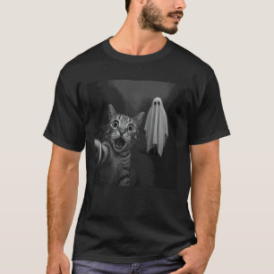 Lustiges Halloween Überraschte Erschrockene Katze  T-Shirt