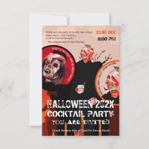 Lustiges Halloween-Zombie-Kostüm-Cocktail-Party Einladung