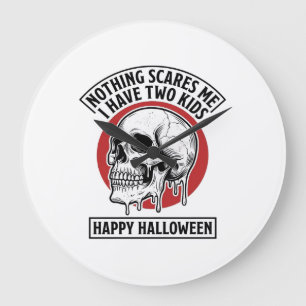 Lustiges Halloween Zwei Kinder Totenkopf-Shirt-Des Große Wanduhr