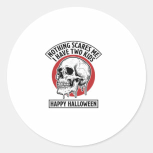 Lustiges Halloween Zwei Kinder Totenkopf T-Shirt D Runder Aufkleber