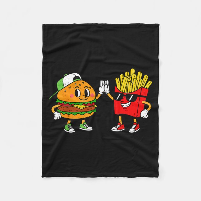 Lustiges Hamburger Pommes Frites Combo Snacks Fast Fleecedecke (Vorderseite)