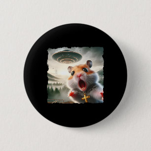 Lustiges Hamster-Selfie mit Alien-Trip-Meme-Hausti Button