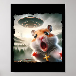 Lustiges Hamster-Selfie mit Alien-Trip-Meme-Hausti Poster