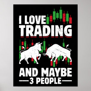 Lustiges Handelszitat Bulle & Kerzenchart Daytradi Poster