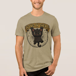 Lustiges 'Hang In There' Schwarzes Katz-Shirt | Vi Tri-Blend Shirt
