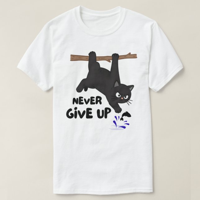 Lustiges Hängendes Katzen-Design T-Shirt (Design vorne)
