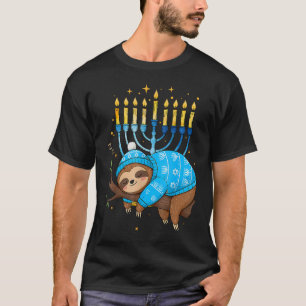 Lustiges Hanukkah Faultier Jüdisches Chanukah Schl T-Shirt