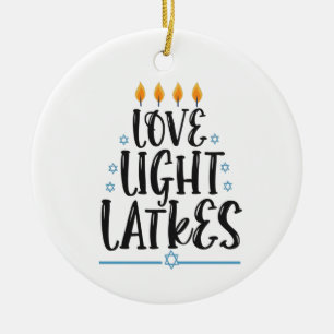 Lustiges Hanukkah-Latke-Jüdisches-Koch-Urlaub-Humo Keramik Ornament