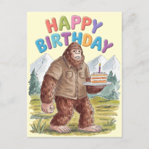 Lustiges Happy Birthday BigFoot Sasquatch Postkarte