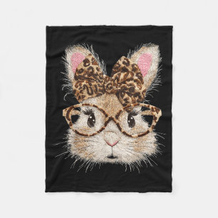 Lustiges Hasengesicht Brille Bandana Leopard Kanin Fleecedecke