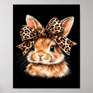 Lustiges Hasengesicht Brille Bandana Leopard Kanin Poster