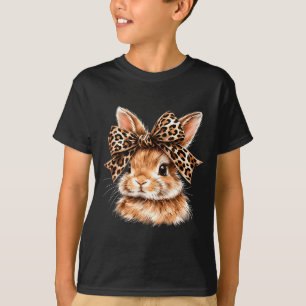 Lustiges Hasengesicht Brille Bandana Leopard Kanin T-Shirt