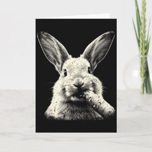 Lustiges Hasengesicht Grafik süße Vintage-Hase iss Karte