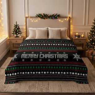 Lustiges hässliches Weihnachtsmuster Fleecedecke