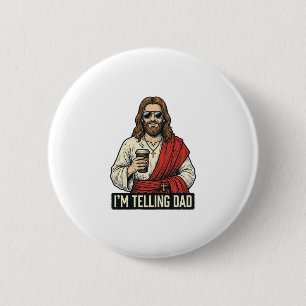 Lustiges Heilig-Vater-Kaffee-Vintage-Gravur-Shirt  Button