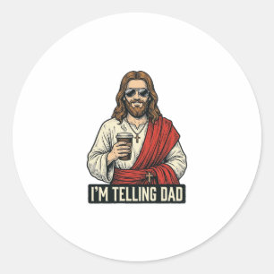 Lustiges Heiliger Vater Kaffee Vintage Gravur Shir Runder Aufkleber