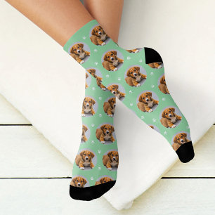Lustiges Hellgrün Maßgeschneidertes Hunde-Foto Pfo Socken