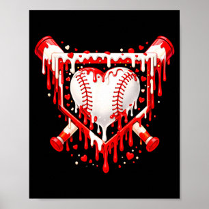 Lustiges Herz Baseball Tropf Eiscreme Valentinstag Poster