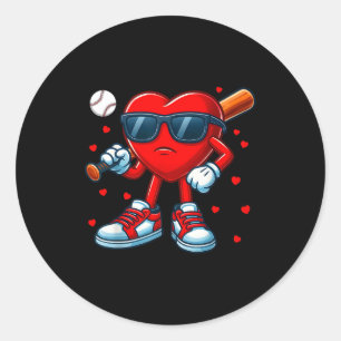 Lustiges Herz Liebe Baseball Valentinstag Outfit M Runder Aufkleber