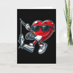 Lustiges Herz mit Angelrute Valentinstag Toddle Karte