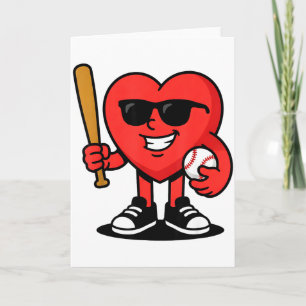 Lustiges Herz spielt Baseball Valentinstag Basebal Karte