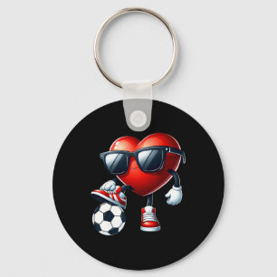Lustiges Herz spielt Fußball Valentinstag Männer J Schlüsselanhänger