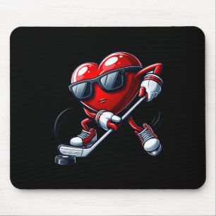 Lustiges Herz spielt Hockey Valentinstag Männer Ju Mousepad